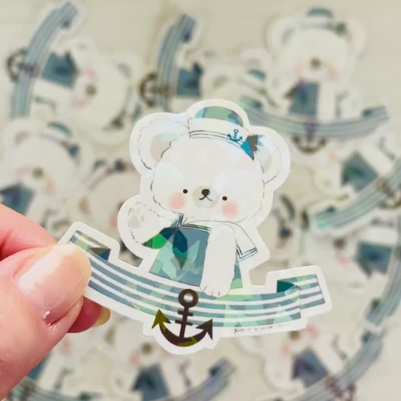 【全息加工 | 异形裁切贴纸】北极熊水手先生 【seal】 - 贴纸 - 纸 蓝色