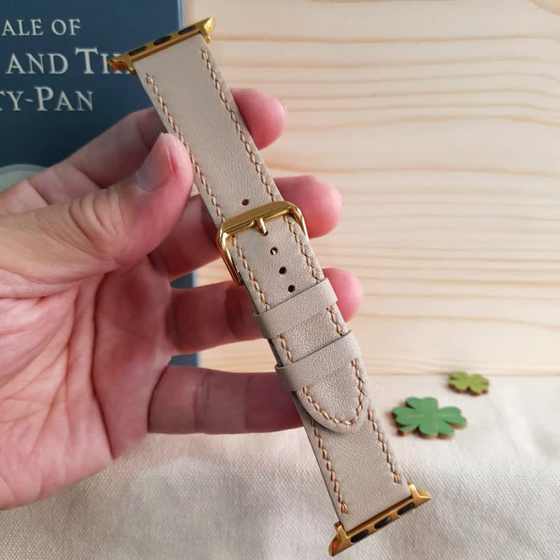 apple watch皮革表带 / 手工制作 / 低调奢华米灰色 - 表带 - 真皮 