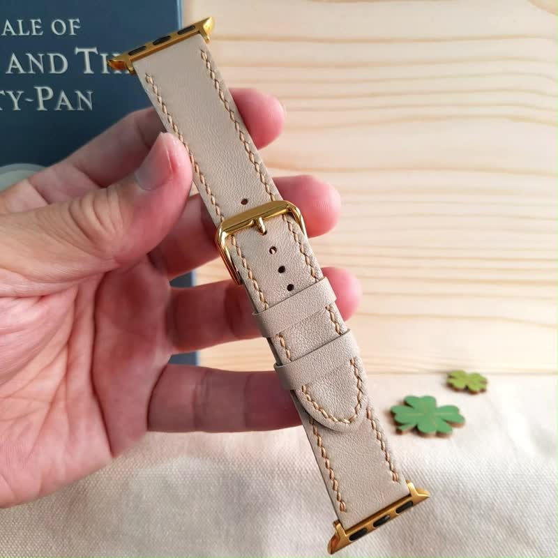 apple watch皮革表带 / 手工制作 / 米灰 - 表带 - 真皮 