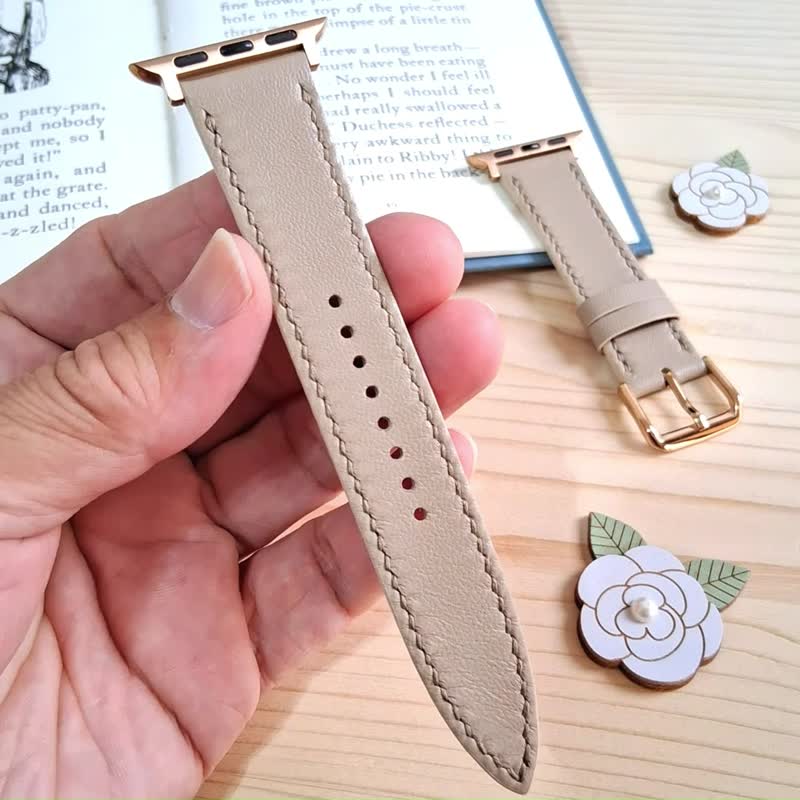 【腕间美学】定制 Apple Watch 表带 - 柔软亲肤 - 美国柔软羊皮 - 米杏色 - 表带 - 真皮 