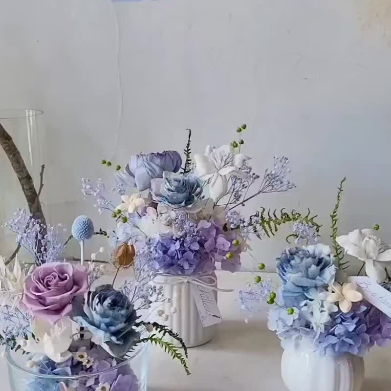 轻松一夏。轻透渡假风永生盆花+精油组 - 干燥花/捧花 - 植物．花 多色