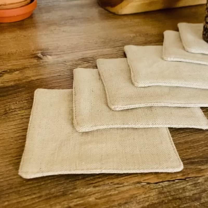 6 件组麻杯垫 - 杯垫 - 亚麻 灰色