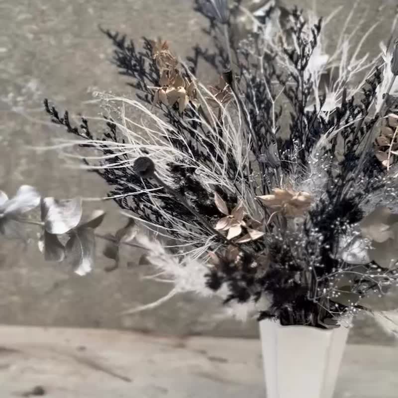 高雅灰开幕盆花礼 - 干燥花/捧花 - 植物．花 