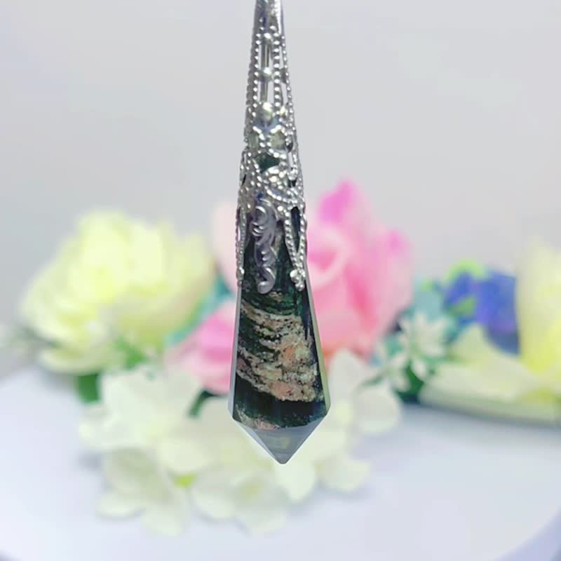 No.11 稀有 绿幽灵水晶 项链 意境美 彩幽灵 异象水晶 吊坠 灵摆 - 项链 - 水晶 多色