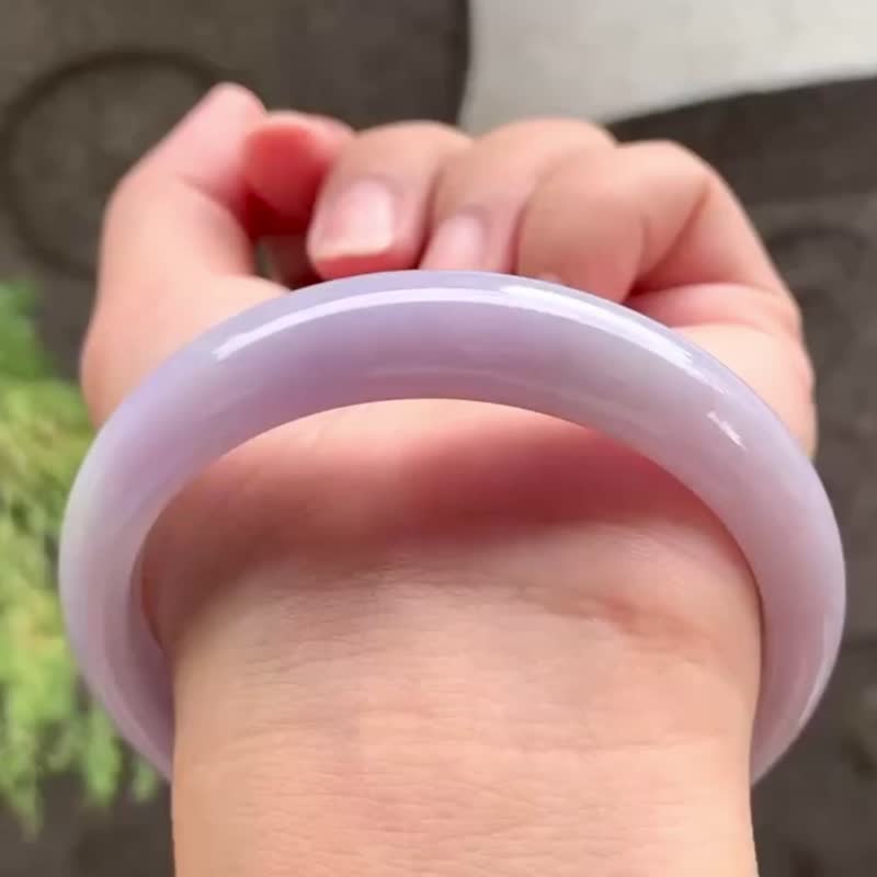 冰种翡翠天然翡翠玉镯A玉手镯 玉鈪 • 糯冰种千禧粉红翡翠福镯 - 手链/手环 - 玉石 粉红色
