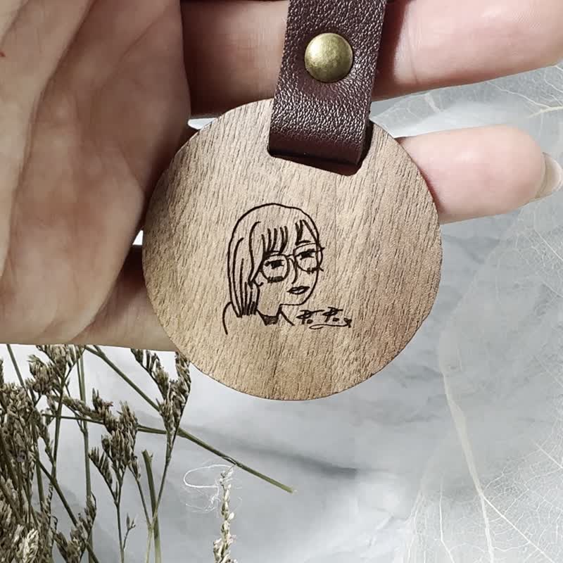 【定制化】似颜绘钥匙圈 - 钥匙链/钥匙包 - 木头 