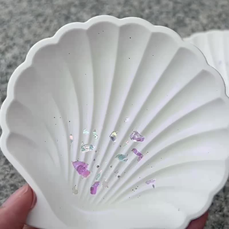 独家幻彩效果 手工贝壳石膏首饰盘 Plaster Shell Shape Tray - 摆饰 - 其他材质 多色