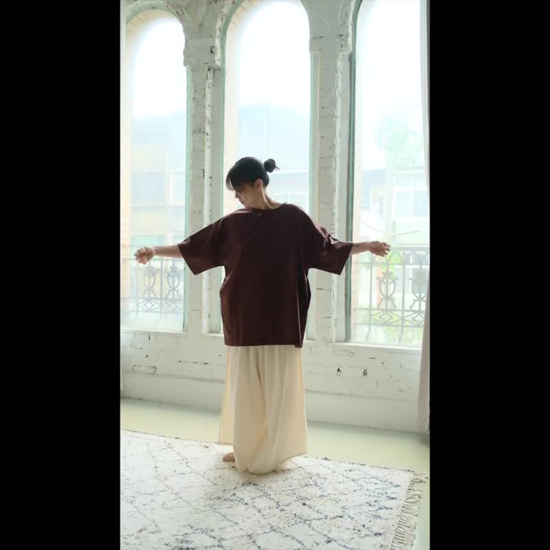 OMAKE 中性宽版口袋上衣 / 棉麻 米白 - 女装上衣 - 棉．麻 白色