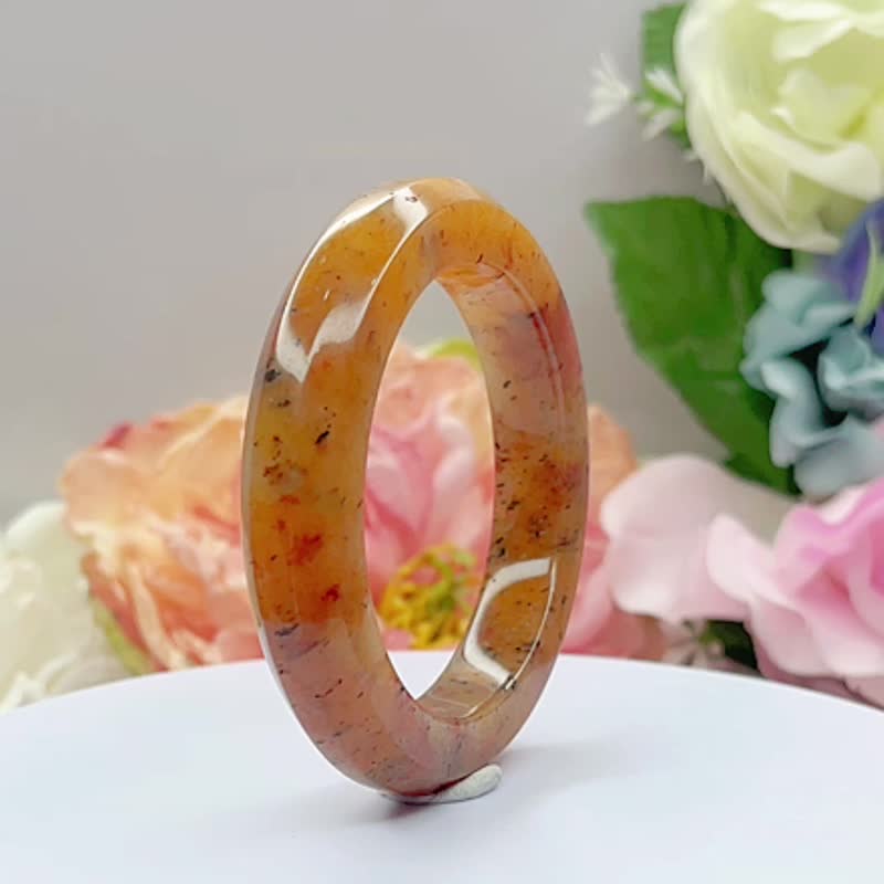 NO.161老料踏雪寻梅六方镯 内径52MM 圈口 佘太翠玉镯 特色手镯 - 手链/手环 - 玉石 