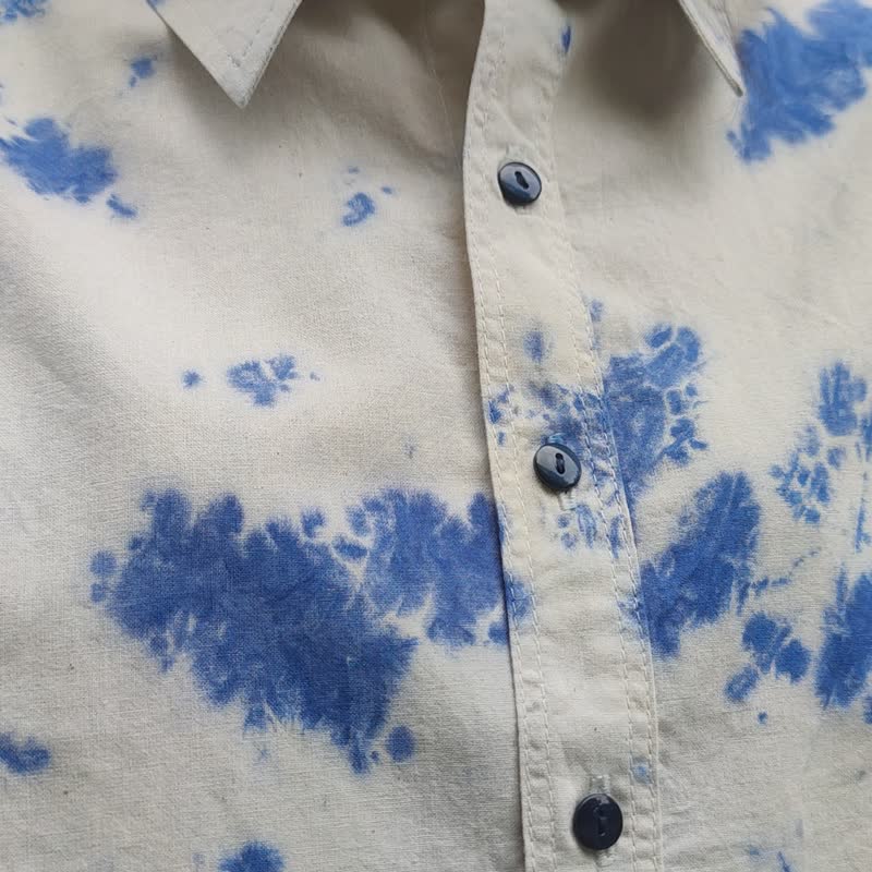 Jinda Shirt A - 简约靛蓝短袖背心 - 女装上衣 - 棉．麻 蓝色