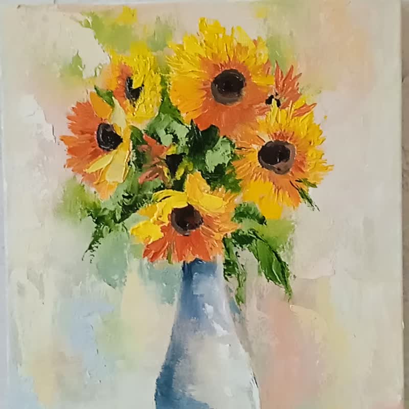 向日葵画花卉艺术品原画布面油画30*40cm - 海报/装饰画/版画 - 其他材质 橘色