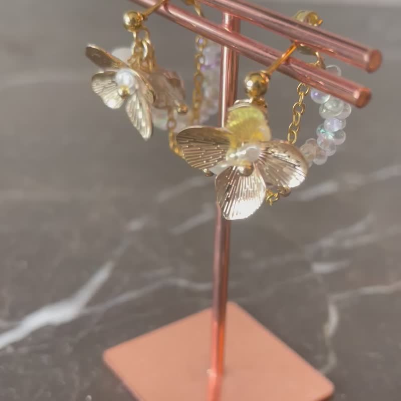 手作耳环 日本手作家 - 耳环/耳夹 - 珍珠 金色