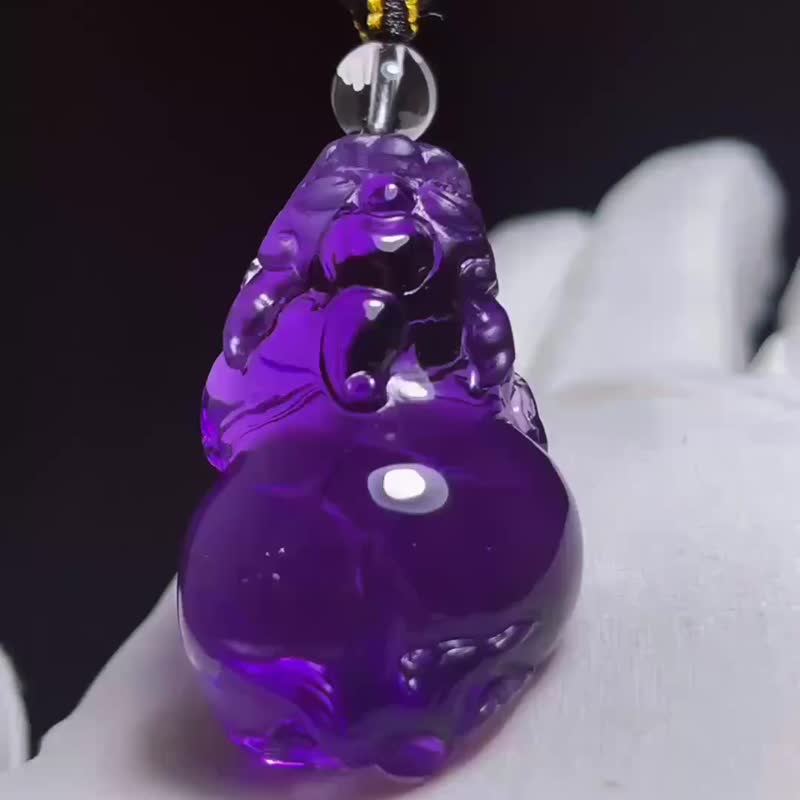 天然紫水晶平安扣吊坠 挂件 天然原色 招财进财 避邪 转运 - 吊饰 - 水晶 