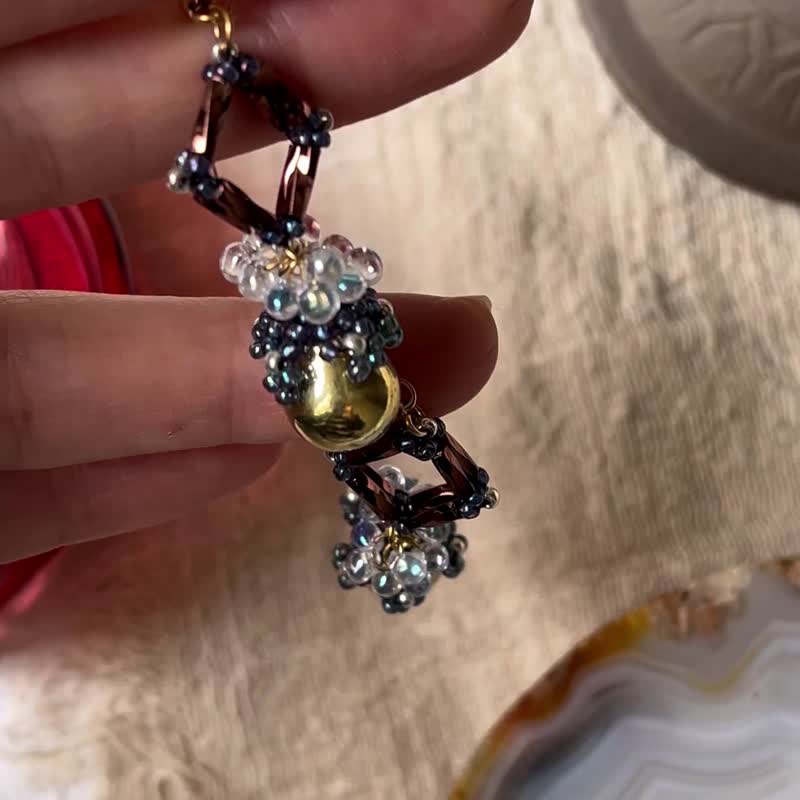 Jingle Bell 玻璃米珠 日系 串珠耳环 - 耳环/耳夹 - 水晶 金色