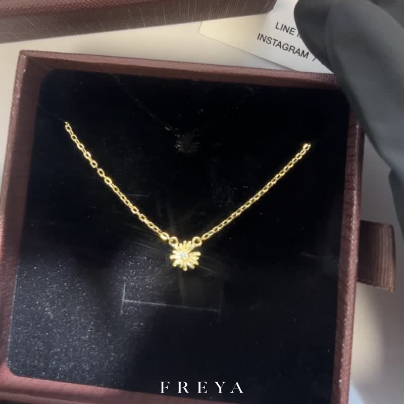 FREYA  单钻 雏菊项链 设计款-纯银14k金 - 项链 - 贵金属 金色