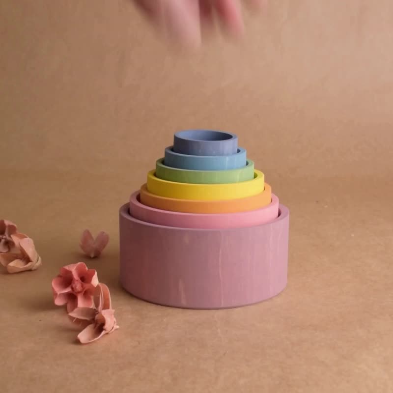 Wooden Nesting Pastel Bowls Toy Set - 玩具/玩偶 - 木头 粉红色