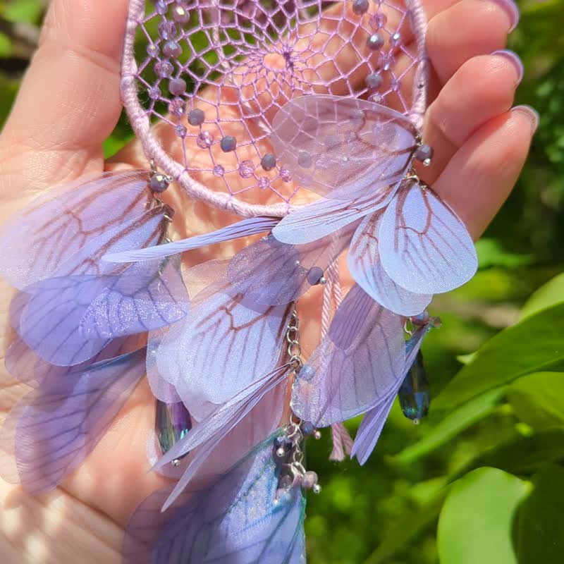Small Purple Dream Catcher Butterfly Car Charm - 墙贴/壁贴 - 玻璃 紫色