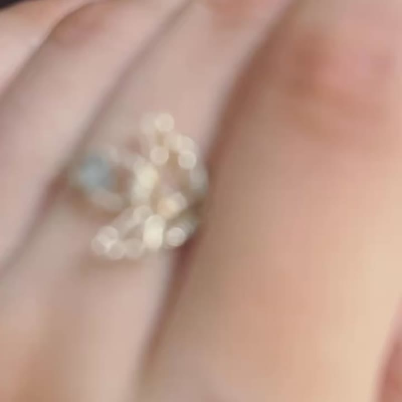 洄游__纯银 手工 编织 人鱼 镂空 设计 天然石 戒指 蓝色 磷灰石 - 戒指 - 纯银 银色