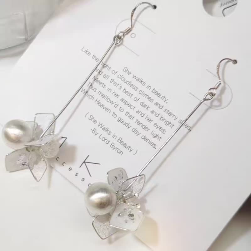 1KM 冰花结晶•水晶方块树脂垂坠耳环 - 耳环/耳夹 - 树脂 