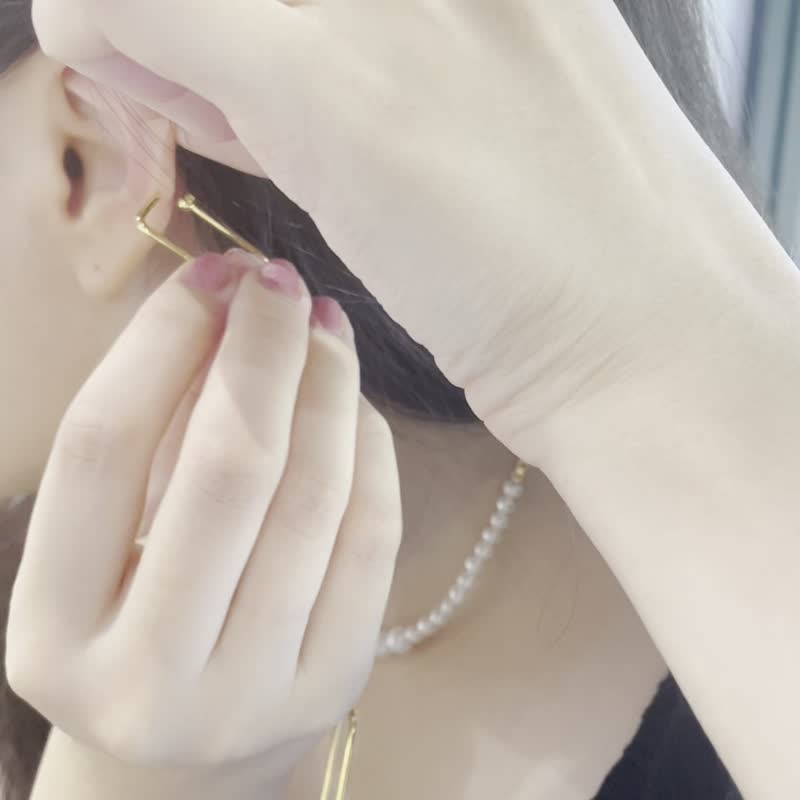 【无耳洞最佳礼物】金属流线耳骨夹/耳窝夹/耳夹耳环 - 耳环/耳夹 - 铜/黄铜 金色