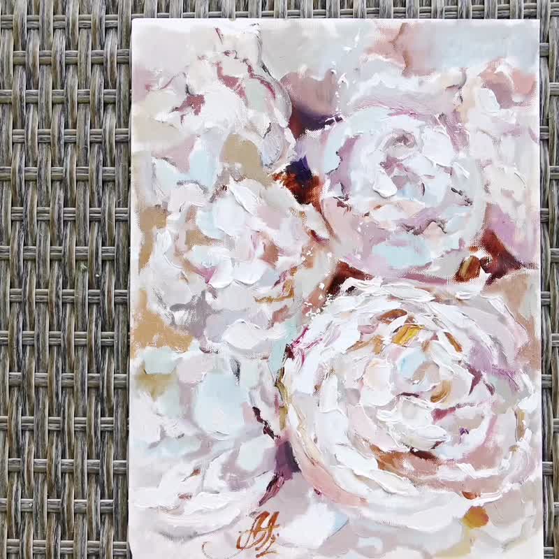 白花画，布面牡丹画，牡丹花原创 - 墙贴/壁贴 - 其他材质 粉红色