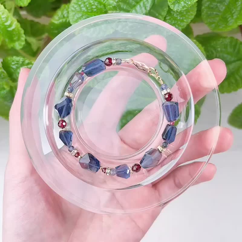为迷路而生 / 找回方向感   天然堇青石不规则切面宝石手链 14K - 手链/手环 - 水晶 紫色