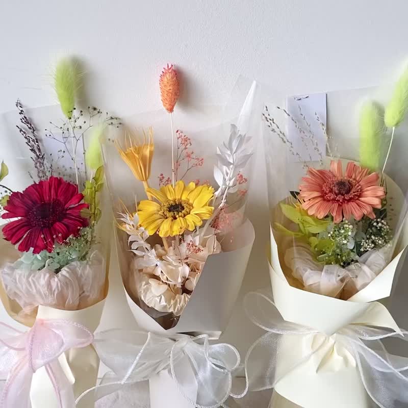 见面小花束/红橙黄太阳组合 - 毕业花束/教师节/母亲节/情人节 - 干燥花/捧花 - 植物．花 多色