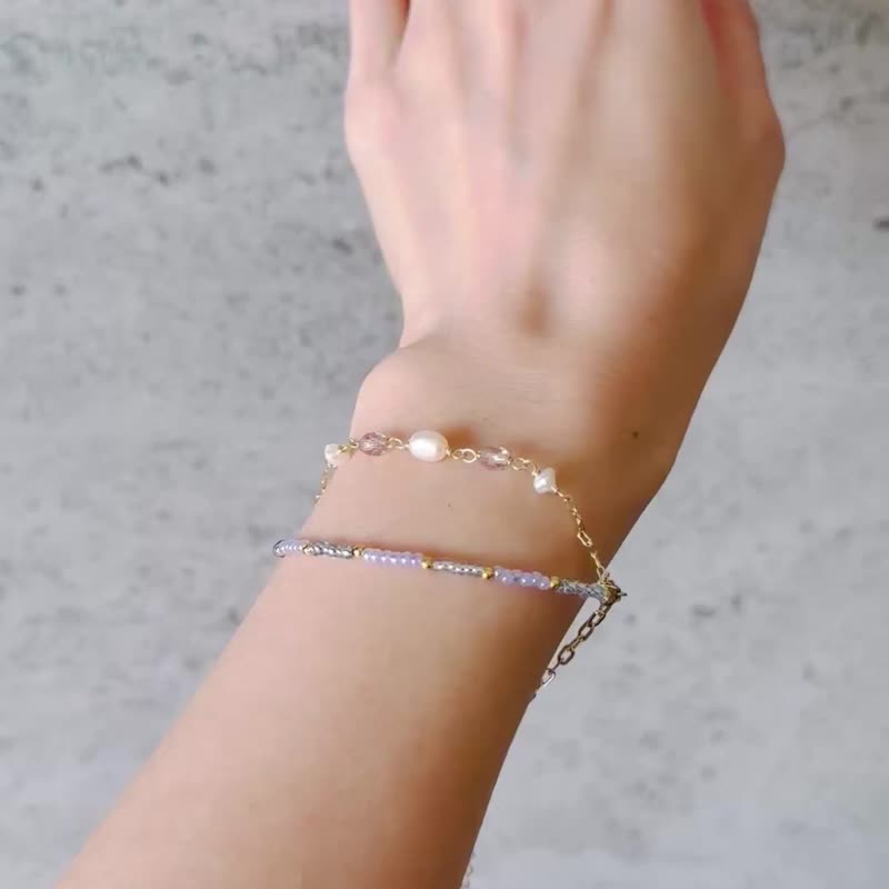 手作手链  淡水珍珠  日本手作家 - 耳环/耳夹 - 珍珠 白色