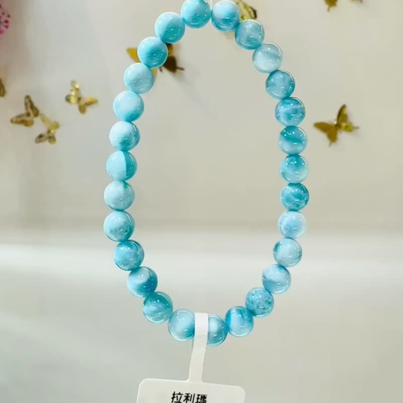 精品浓色蓝拉利玛海纹石7mm13.75g缓解脾气内心压力紧张压力 - 手链/手环 - 半宝石 蓝色