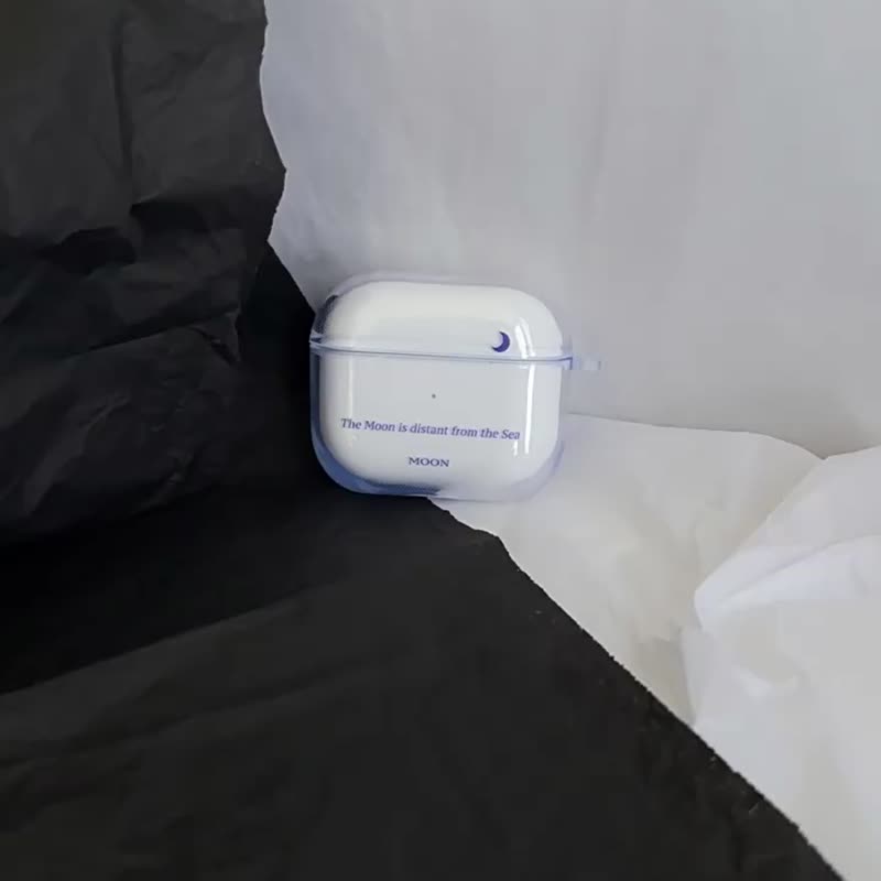 原创 月亮离海很远 透明AirPods耳机保护壳 - 耳机收纳 - 硅胶 白色