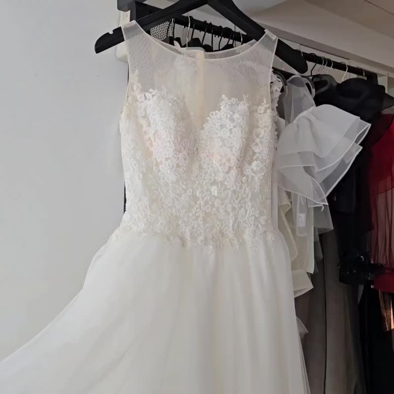 米色手工蕾丝网纱短裙 展品 2 折 特卖 4800 - 洋装/连衣裙 - 聚酯纤维 白色