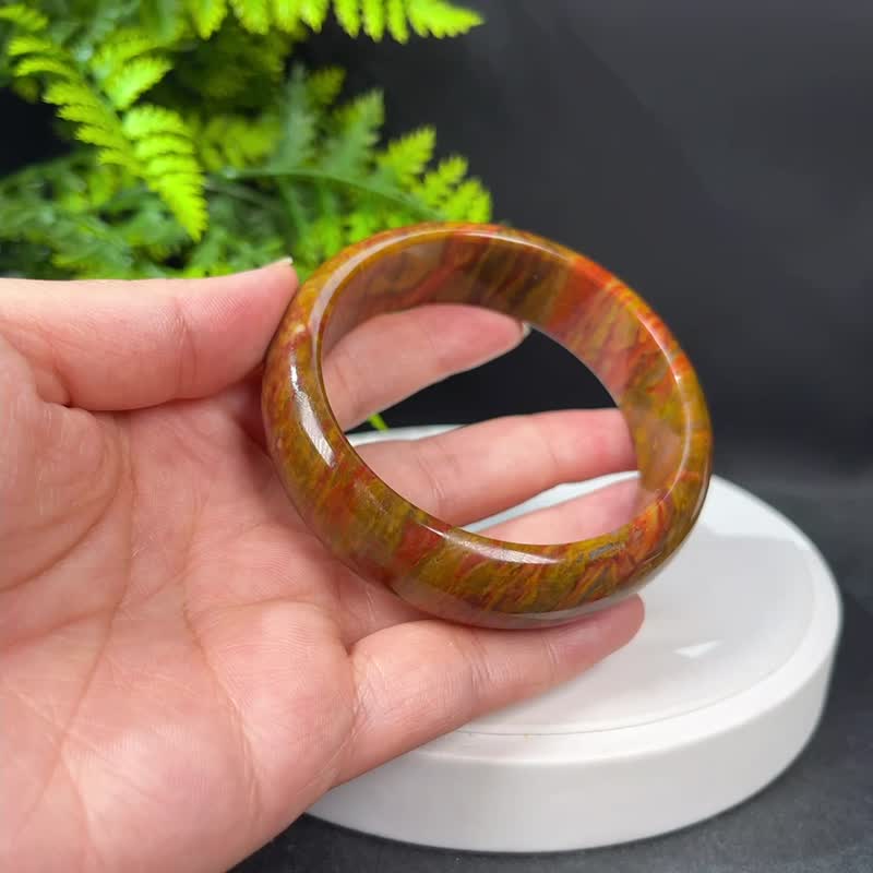 多彩海洋碧玉手镯 61MM 玉化双天眼冰润异象玉髓手环 清新活泼 - 手链/手环 - 半宝石 