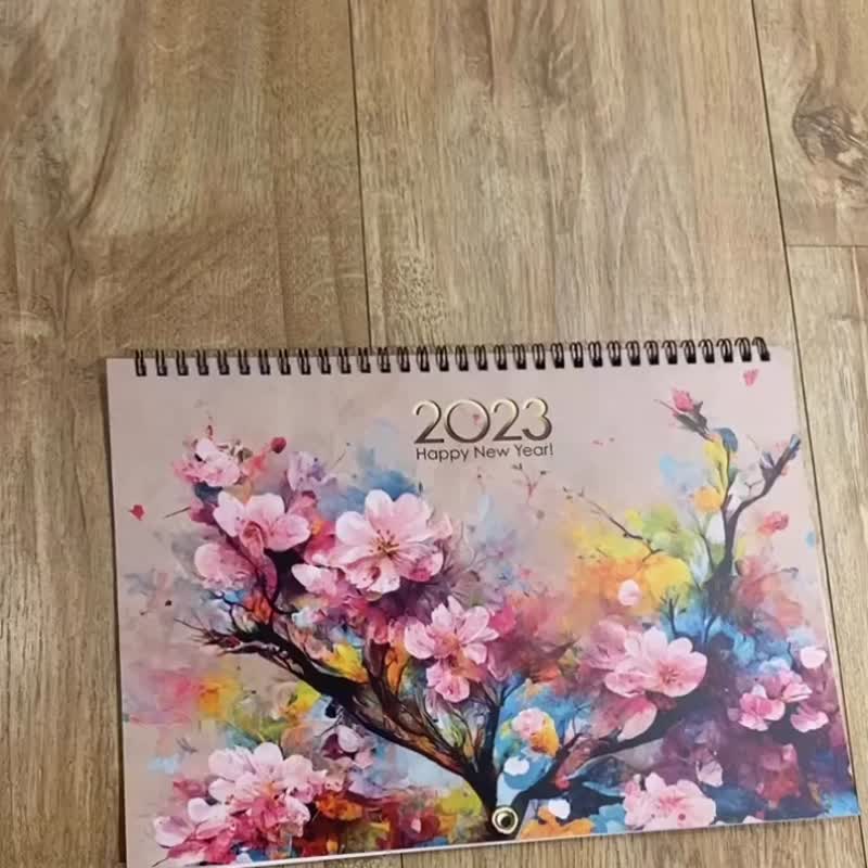 AI艺术【Esther 2023横式月历/祝福版】赠春联乙个 - 年历/台历 - 纸 多色