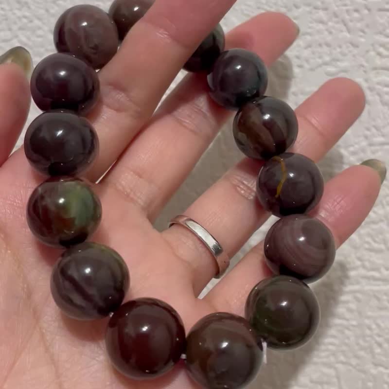 守护之眼 热可可色泽【特浓摩卡拉花咖啡豆阿拉善】一物一拍 - 手链/手环 - 水晶 多色