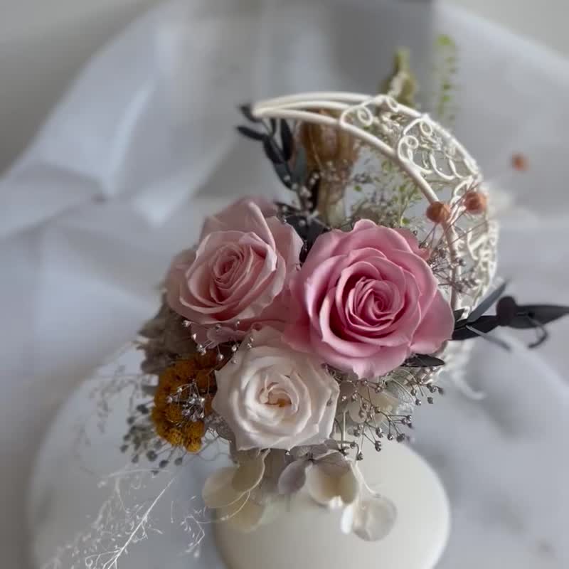 永生盆花－月亮花礼粉色系  限定双北宅配 - 干燥花/捧花 - 植物．花 