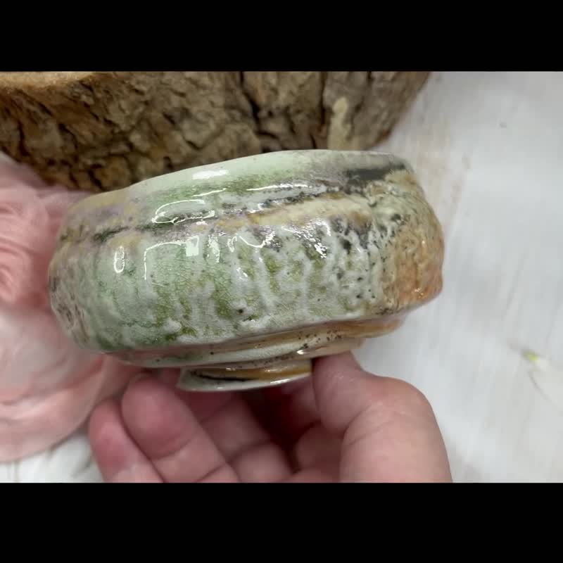 手作 手捏陶 柴烧青瓷茶碗 茶杯 点心碗 - 茶具/茶杯 - 陶 