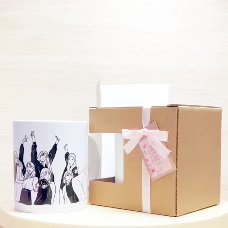 定制化毕业礼物-人像线条似颜绘-定制化马克杯 - 其他杯子 - 陶 白色