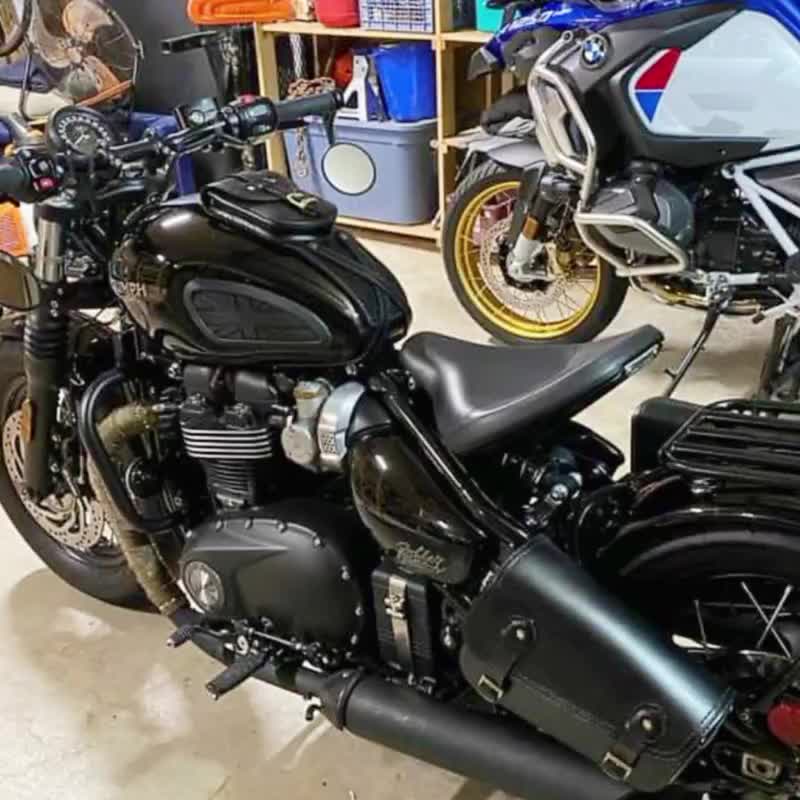 TRIUMPH (复古棕) 真皮油箱绑带饰板，适用于 T100, T120, Bobber - 其他 - 真皮 咖啡色