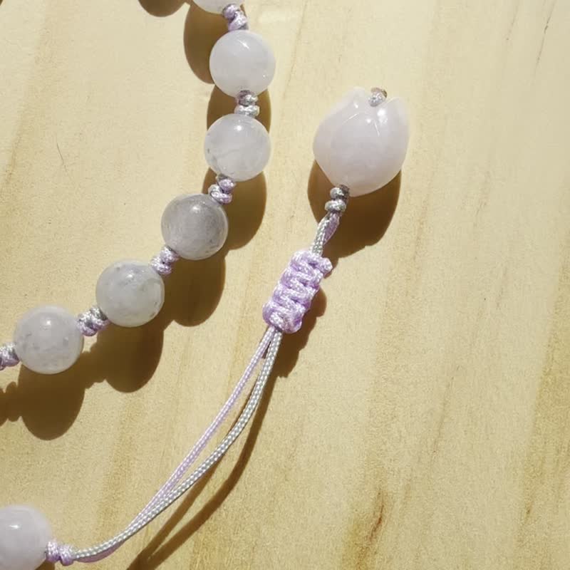 手工玉石手链 - 暮光玫瑰 - 双圈手链 - 手链/手环 - 玉石 灰色