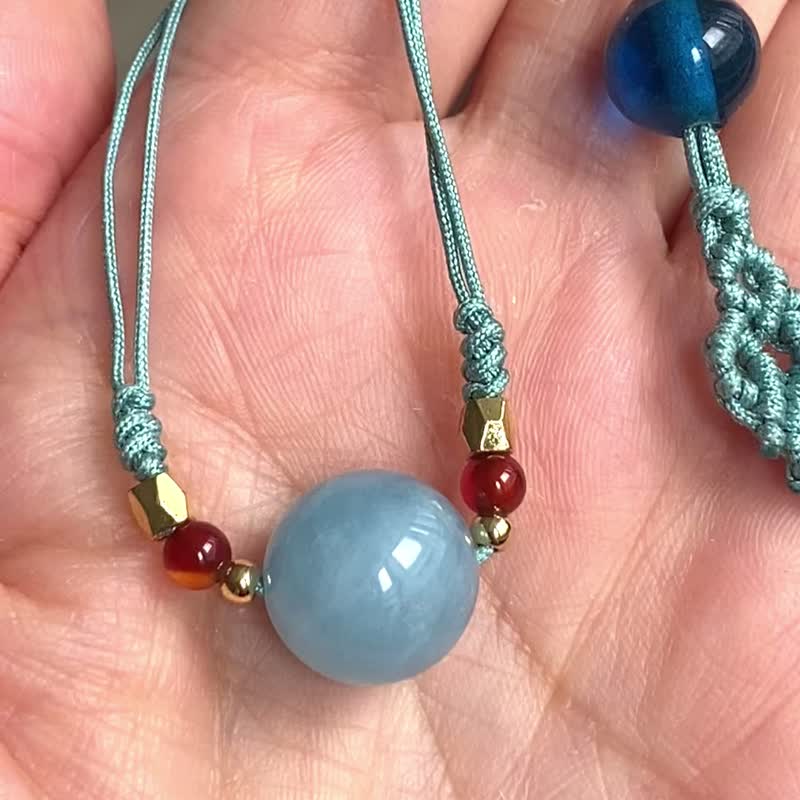 海蓝宝中国结转运珠锁骨链毛衣链 - 锁骨链 - 水晶 蓝色