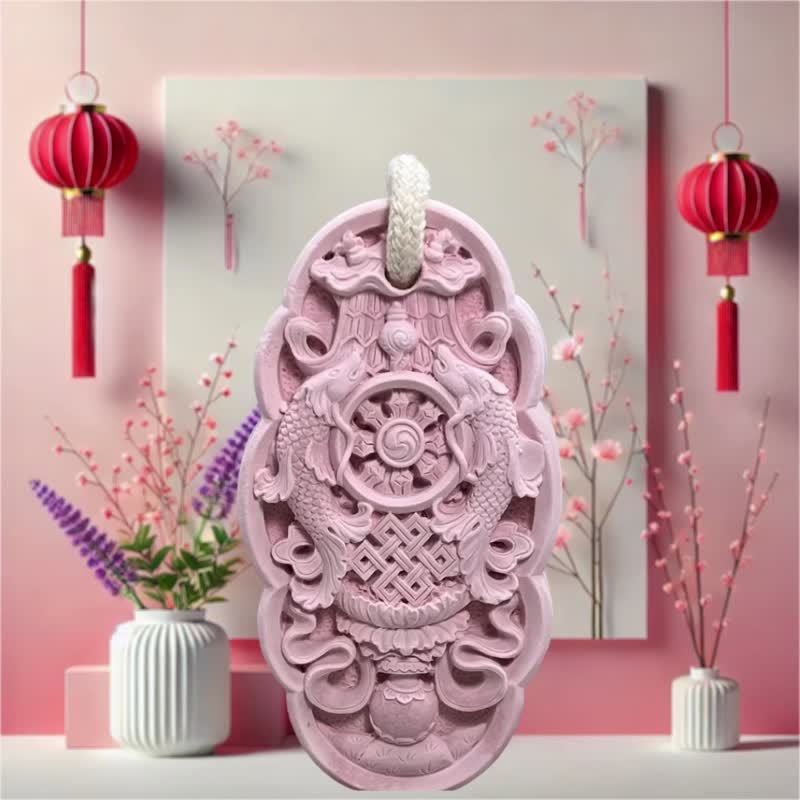 开运平安香氛吊饰 藏八宝 香氛石 多种精油香氛搭配 首推桧木精油 - 香薰/精油/线香 - 水泥 多色