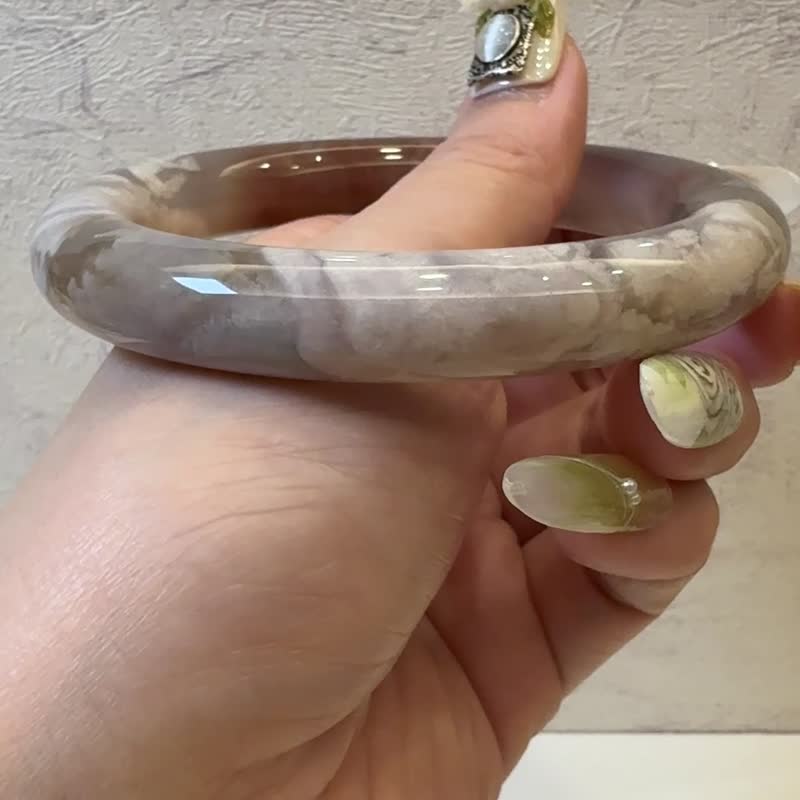 樱花玛瑙手镯 玛瑙手镯高级烟紫灰渐变酒红粉花底卷川实花风58-59 - 手链/手环 - 玉石 