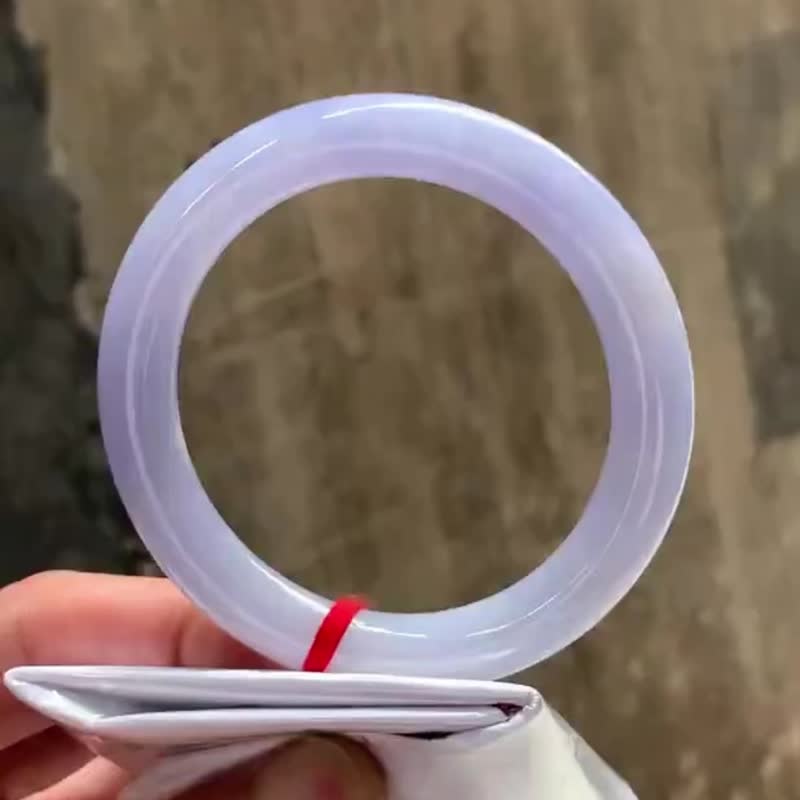 冰种翡翠天然翡翠玉镯 A玉手镯 玉鈪 • 冰种紫罗兰翡翠圆镯 - 手链/手环 - 玉石 紫色