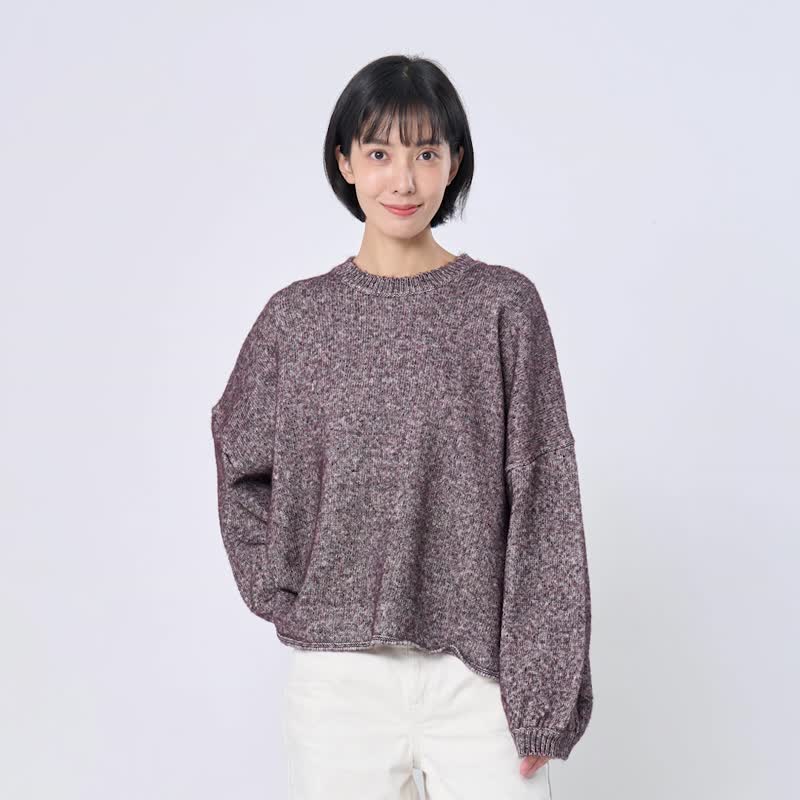 Demi拋袖束口寬版毛衣針織衫 【冬日針織推薦】 - 女装针织衫/毛衣 - 棉．麻 红色