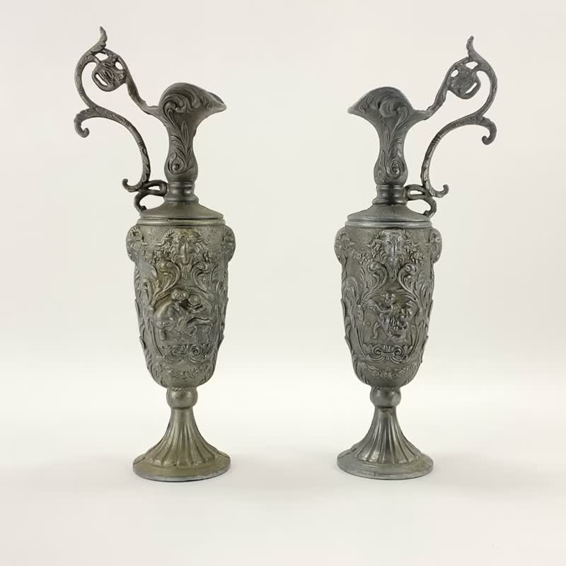 成对黄铜壶|复古水壶与可拆卸盖子|配对酒杯 - 水瓶/水壶 - 其他金属 银色