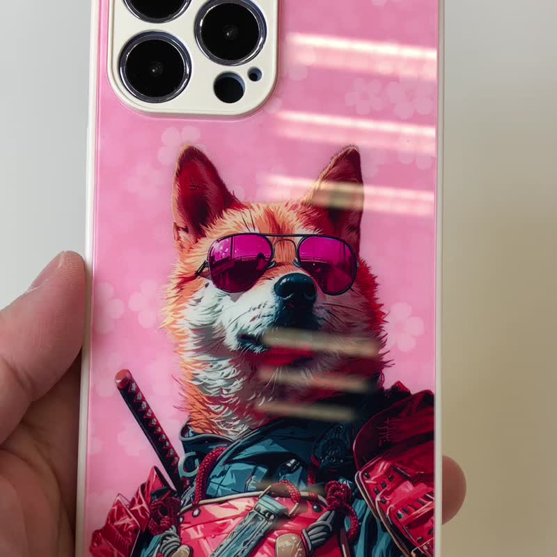 Shiba Samurai-Momoko柴犬桃子 01 强化玻璃 iPhone 保护壳 - 手机壳/手机套 - 塑料 粉红色