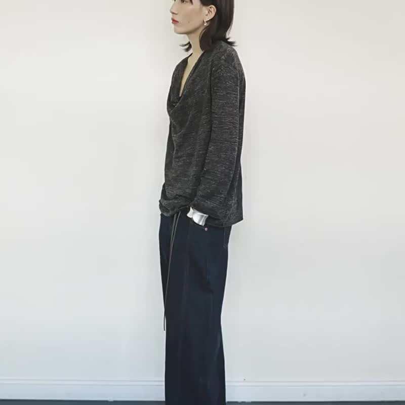 法式复古 / 镰刀茧型牛仔裤 / 立体剪裁 - 女装长裤 - 其他材质 蓝色