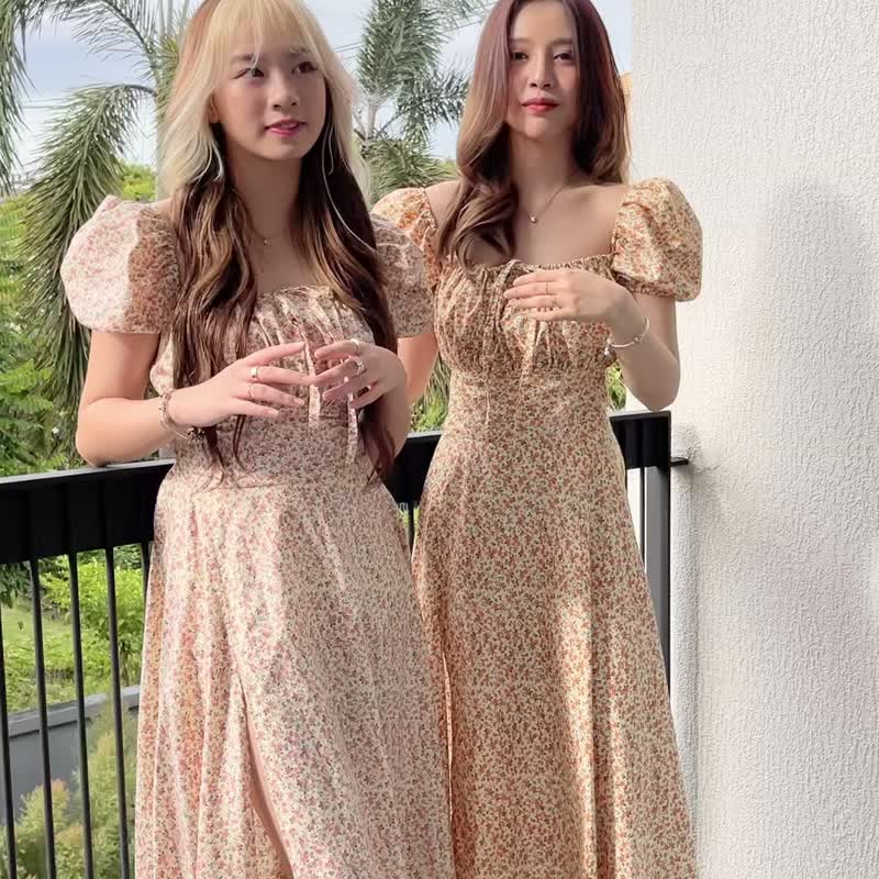 Camellia Bloom Flower Long Dress (Matching Outfits with your pet: dog&amp;cat) - 洋装/连衣裙 - 其他材质 多色