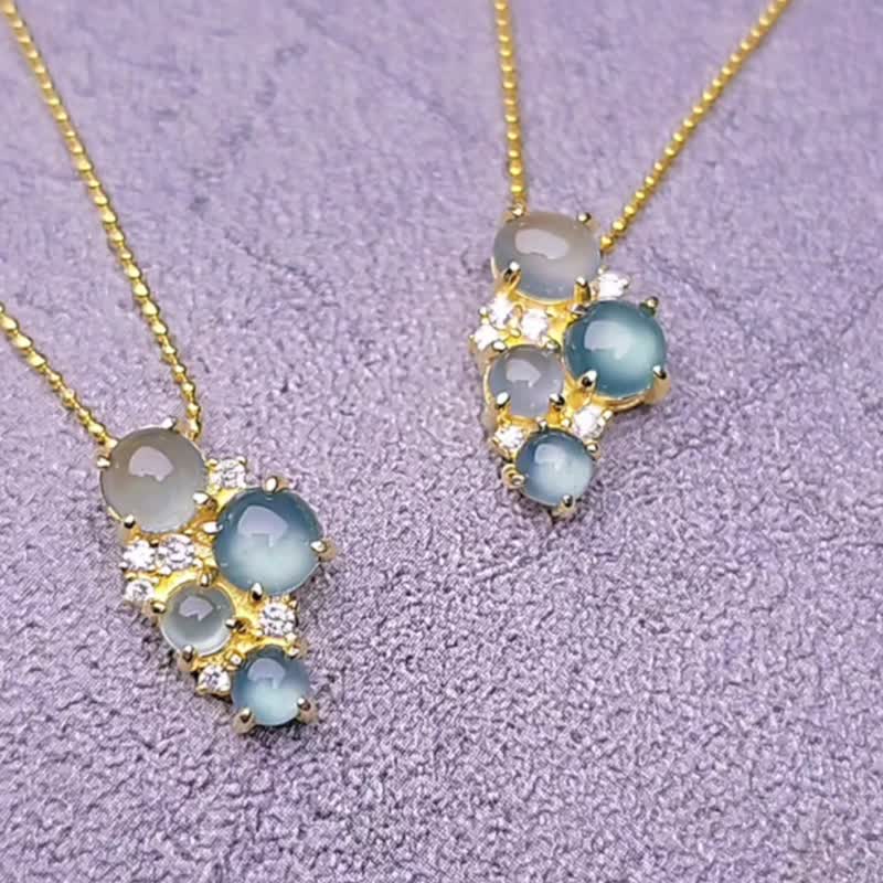 财水•净化|仙气高冰玻蓝翡|A货翡翠纯银吊坠•万用台 - 项链 - 玉石 