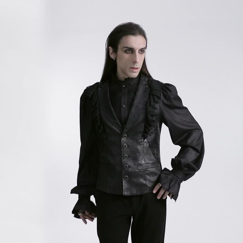 新柏拉图术士华丽西装背心 / 马甲 - 男装背心 - 其他材质 黑色